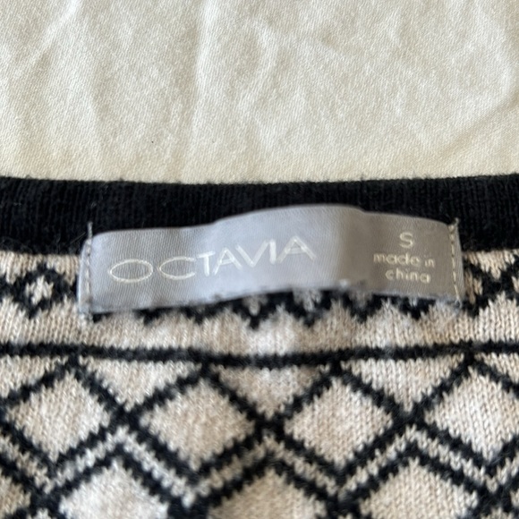 Octavia Black & White Geometric Design Sweater Sz S - Picture 11 of 12